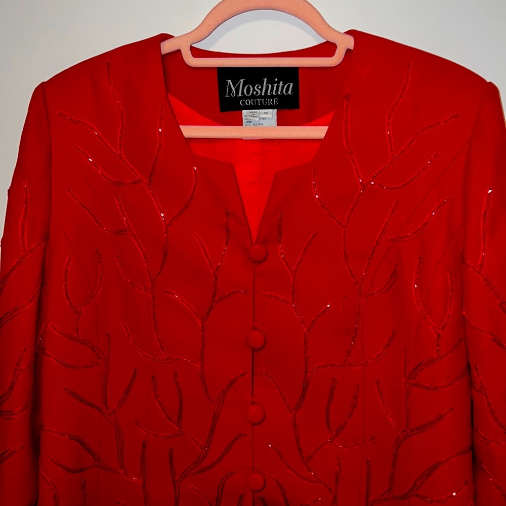 Moshita Couture red beaded blazer